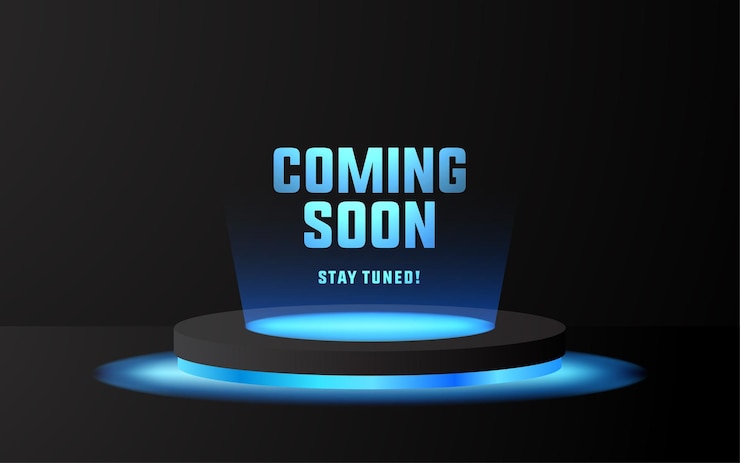 Vector coming soon in stage spotlight on dark background vector scene illuminated spotlight