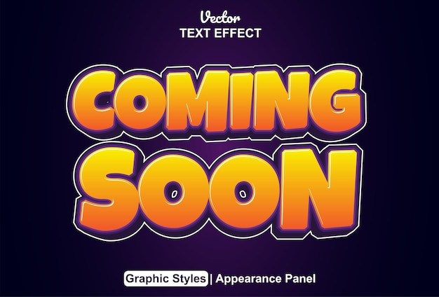 Coming soon text effect with graphic style and editable