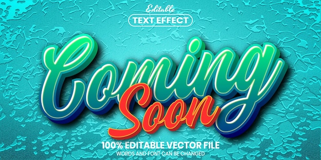 Coming soon text, font style editable text effect