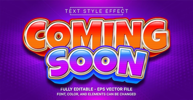 Coming soon text style effect editable graphic text template