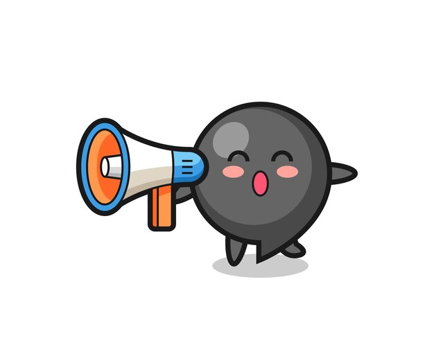 Comma symbol character illustration holding a megaphone