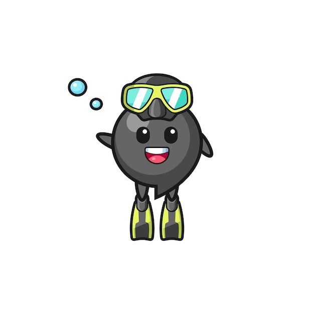 Il personaggio dei cartoni animati del subacqueo simbolo virgola