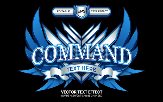 Vector command badge with editable text effect