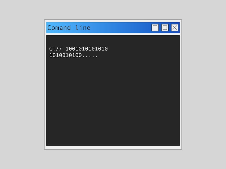 Vector command line. software data and online programming administration in process of coding running application configuration and manual working debugging of application.