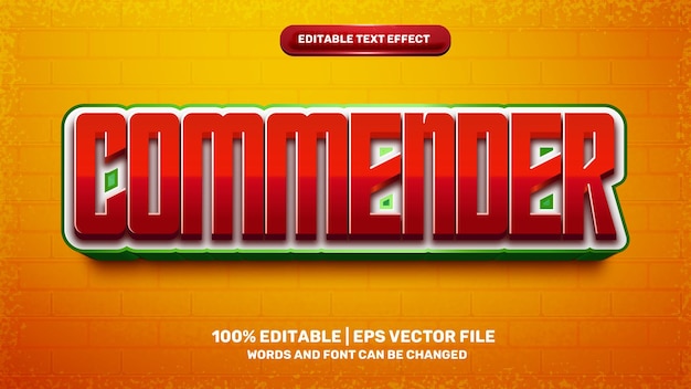 Commander 3d comic hero editable text effect