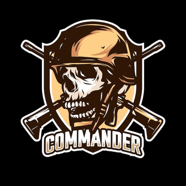 Vector commander skull mascot esport logo design