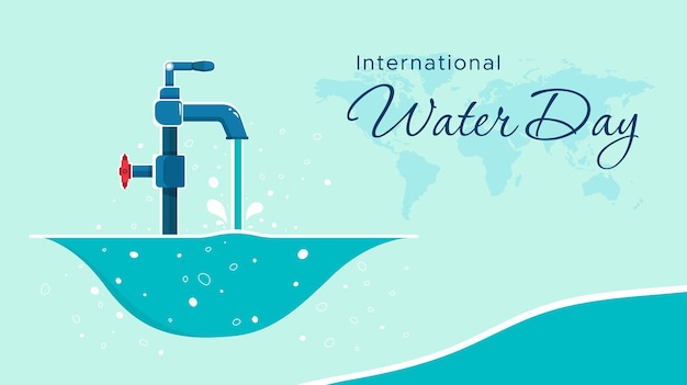 Vector commemorating world water day march 22 illustration of water coming out of a tap international