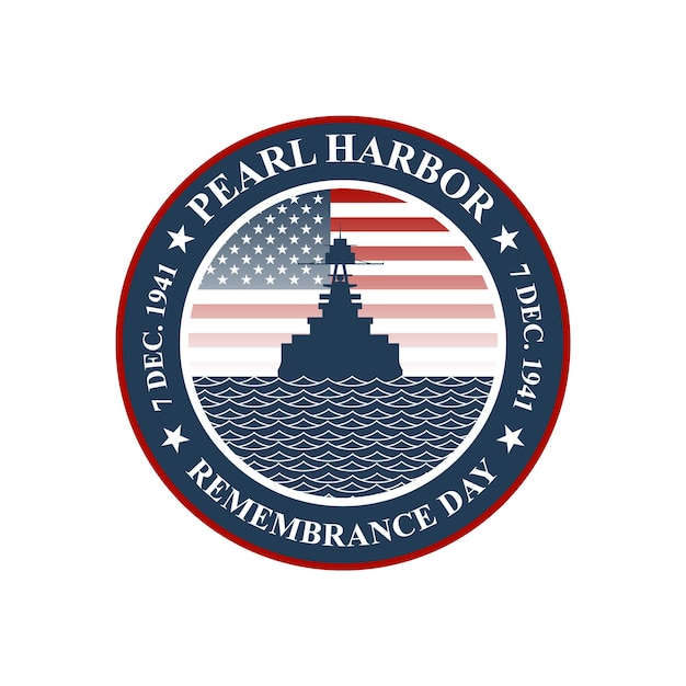 Vector commemorative seal of the events of september 7, 1941 at the us naval base pearl harbor