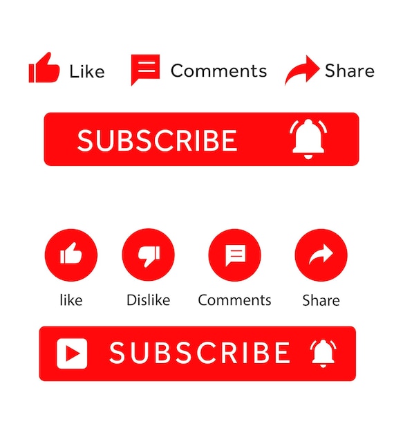 Comment Share and Subscribe Button Vector
