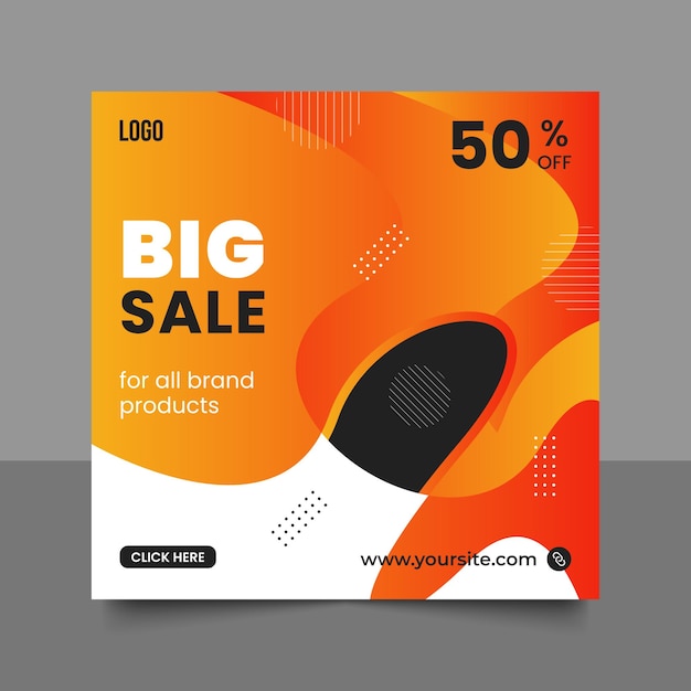 commercial banner with big sale offer lettering and discount post design