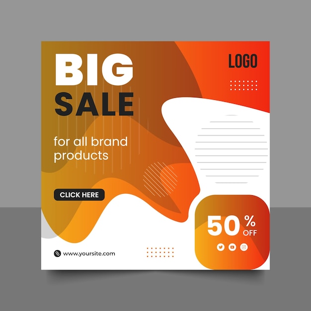 Commercial banner with big sale offer lettering and discount post design