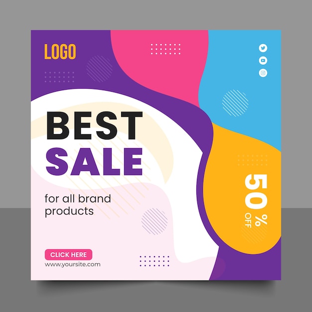 Commercial banner with big sale offer lettering and discount post design