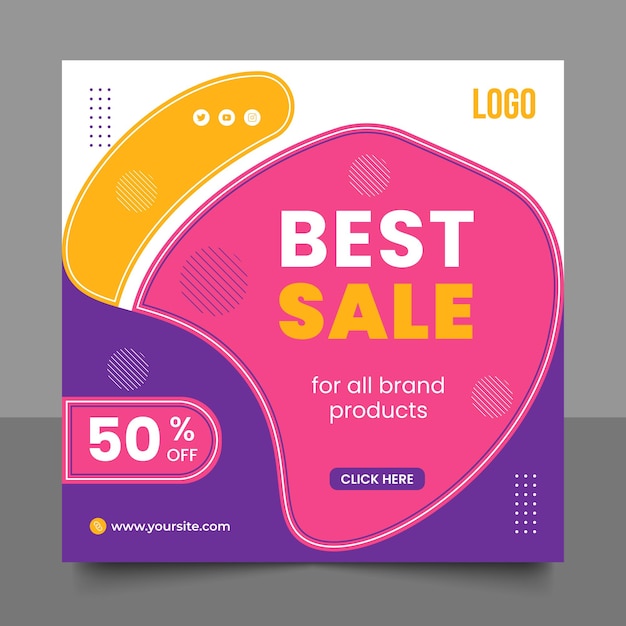 Commercial banner with big sale offer lettering and discount post design