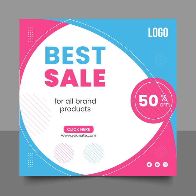 commercial banner with big sale offer lettering and discount post design