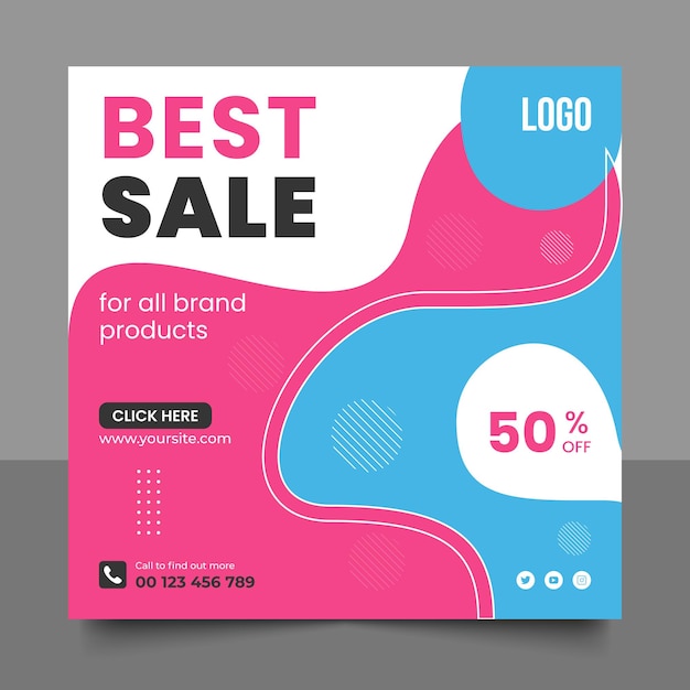 Commercial banner with big sale offer lettering and discount post design