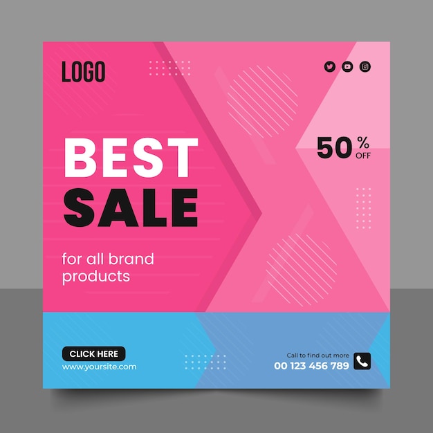 commercial banner with big sale offer lettering and discount post design