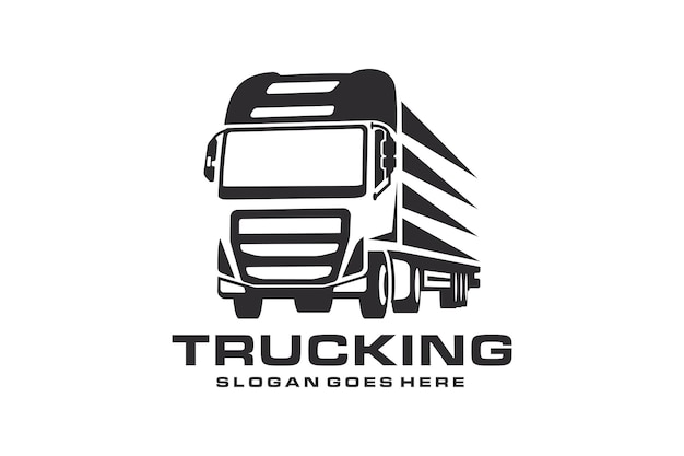 commercial delivery cargo trucks silhouettes isolated on white background suitable for logo or emble