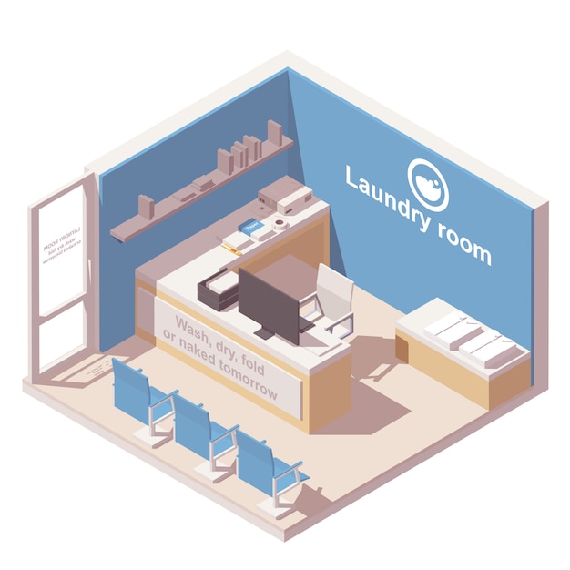 Commercial laundry isometric icon