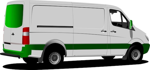 Vector commercial vehicle silver cargo minibus on a white background