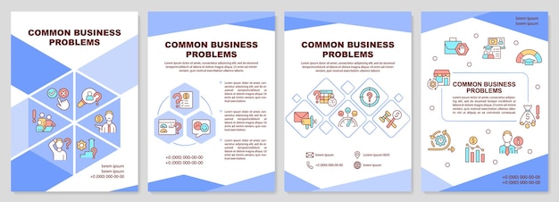 Common business problems blue brochure template