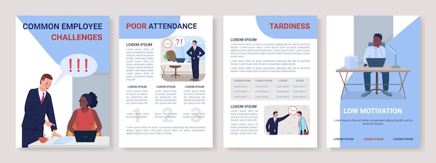 Common employee challenges flat vector brochure template