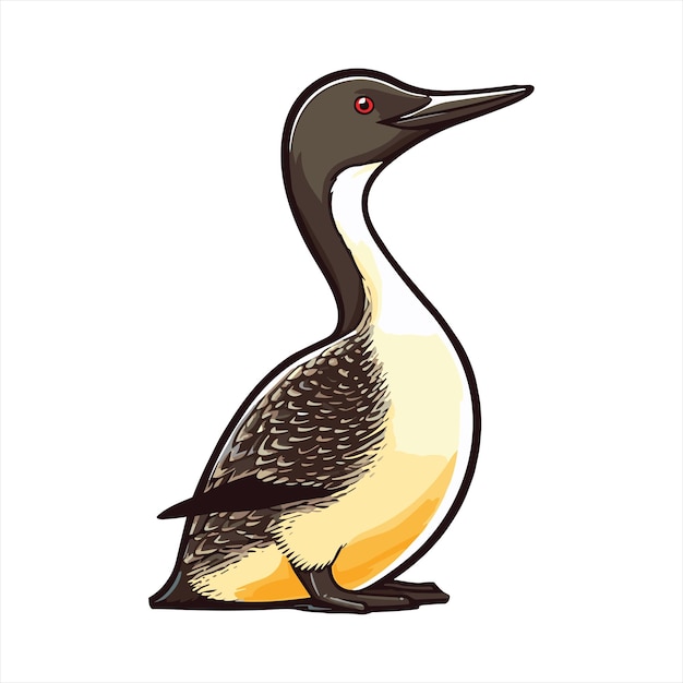 Vector common loon cute funny cartoon kawaii clipart colorful watercolor bird animal pet illustration