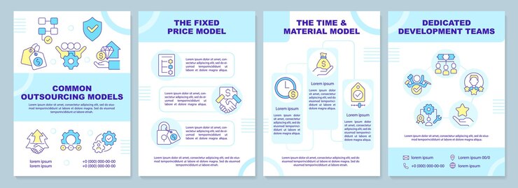 Vector common outsourcing models in it blue brochure template