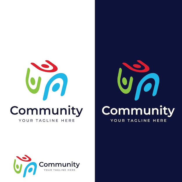 Communautair logo gemeenschapsnetwerk en mensen checkLogo's voor teams of groepen kleuterscholen en bedrijven Met het bewerken van vectorillustraties