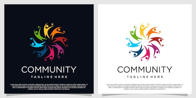 Communautair logo-ontwerp met creatief concept premium vectordeel 6.