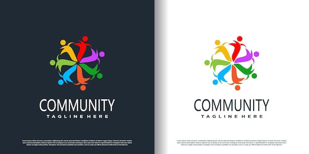 Communautaire logo ontwerp vector met creatief concept premium vector