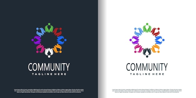 Communautaire logo ontwerp vector met creatief concept premium vector