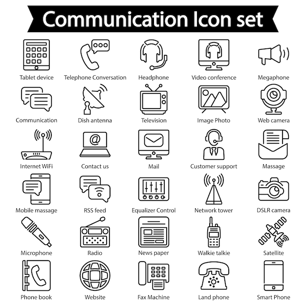 Communicatie lijn icoon set