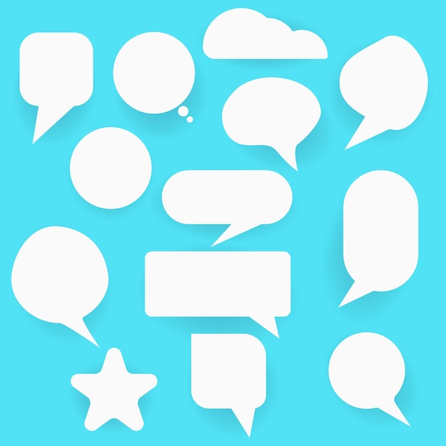 communication bubbles in paper style on the blue background