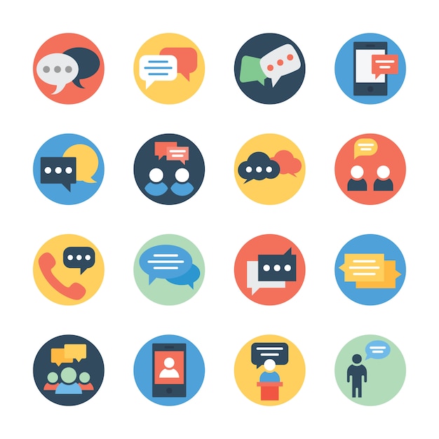 communication, chat and messaging flat rounded 