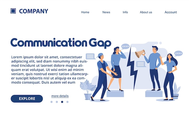 Communication gap illustration suitable for web landing page, ui, mobile app, banner template.