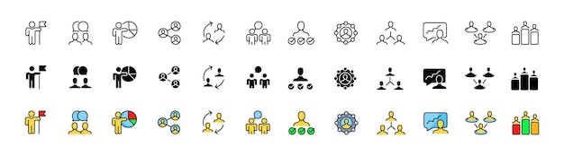 Vector communication icon collection linear silhouette and flat style vector icons