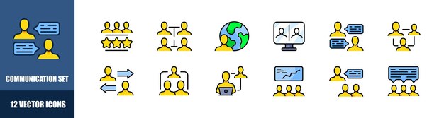 Vector communication icon set flat style vector icons