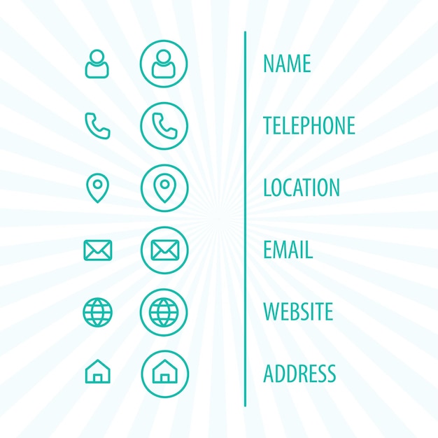 Communication and information icon pack 6 for business cards in the color changeable format