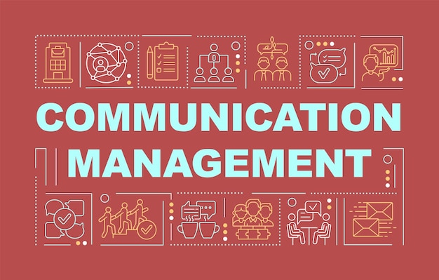 Communication management word concepts red banner