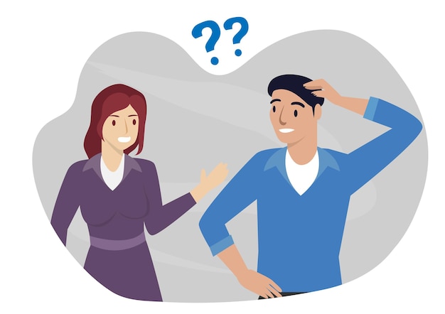 Communication problems between men and women couples felt disagreed or quarreled flat style cartoon illustration vector