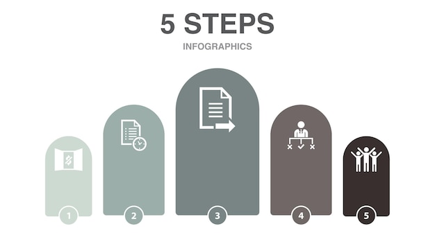 Коммуникационное предложение возможность встречи значков командной работы Шаблон макета инфографического дизайна Креативная концепция презентации с 5 шагами