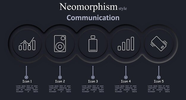 communication set icon chart speaker signal mobile network connection audio technology interface web digital app device internet vector illustration communication neomorphism icons