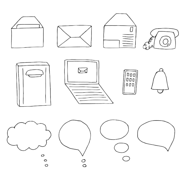 Vector communication set vector illustration hand drawing