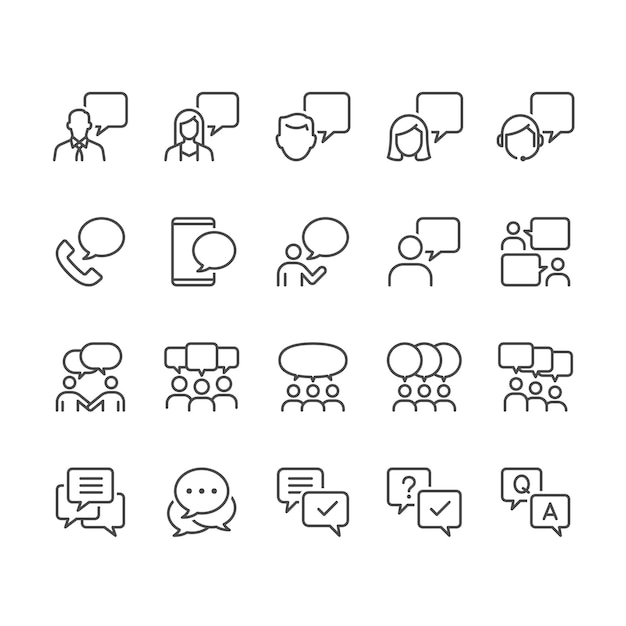 Vector communication thin icons editable stroke