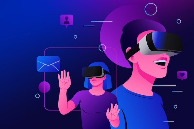 Communication in virtual reality metaverse illustration vector illustration