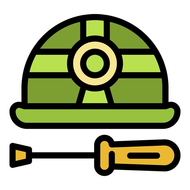 Communications engineer helmet screwdriver icon outline communications engineer helmet screwdrivervector icon color flat isolated