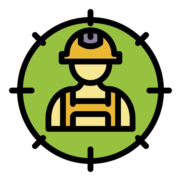 Communications engineer target icon outline communications engineer target vector icon color flat isolated