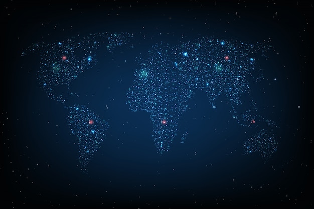 Communications network map of the world