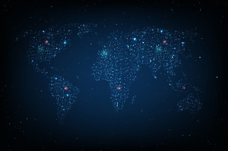 Vector communications network map of the world