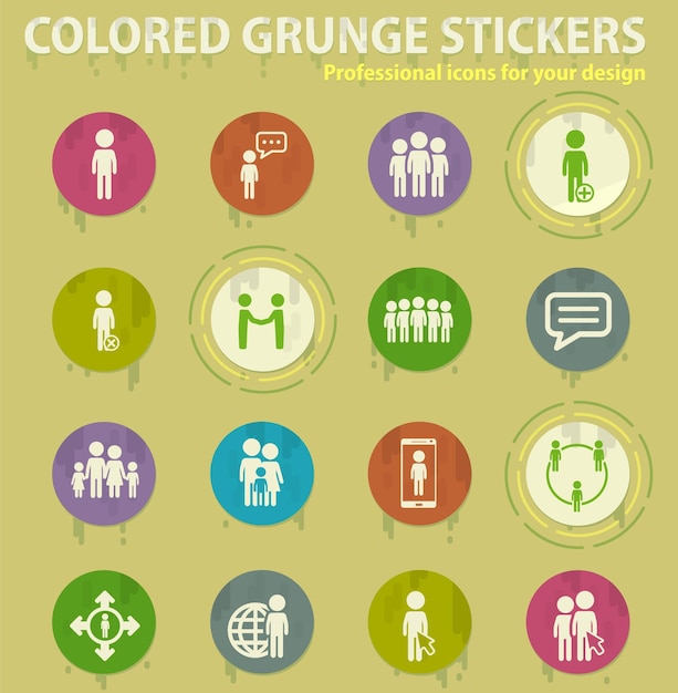 Community colored grunge icons